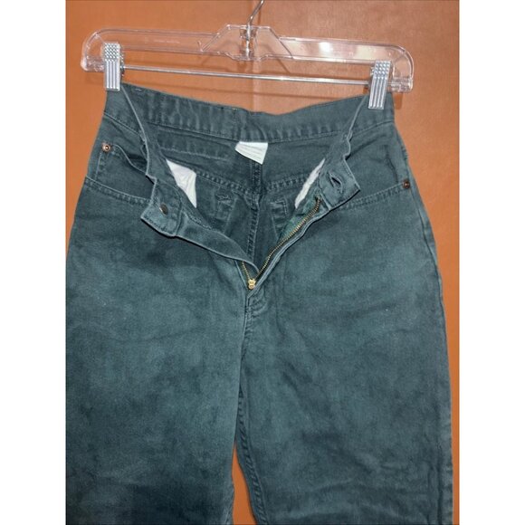 VTG 90s Paris Sport Club Denim Jeans Dark Forest Green - Tapered Leg - 5 Short - Picture 6 of 12